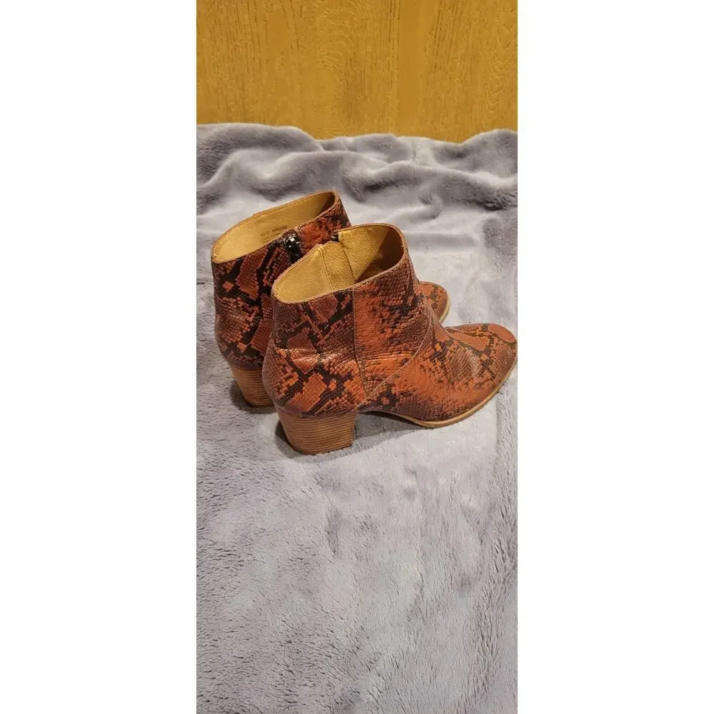 Madewell Rosie Ankle Boots Womens 10 Snake Embossed Leather Brown Western Y2K